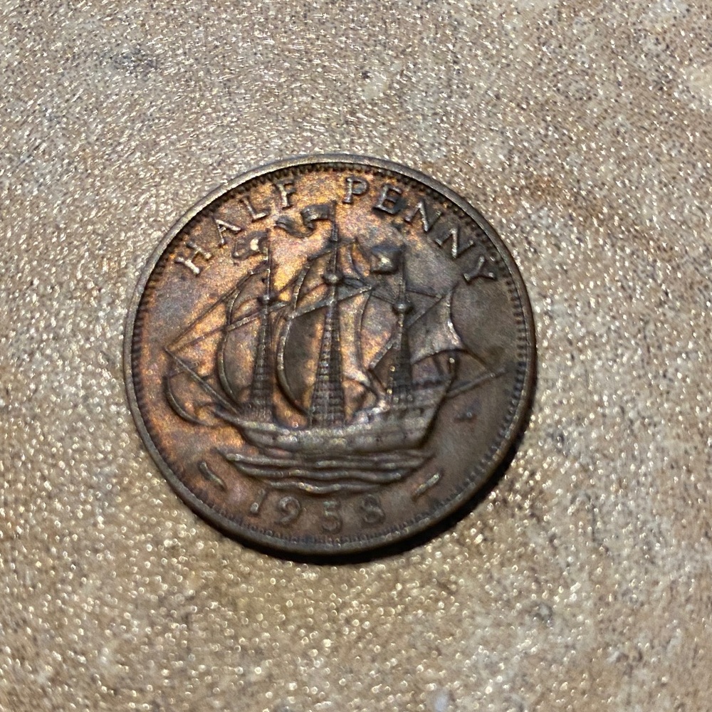 Vintage 1958 Half Penny Coin